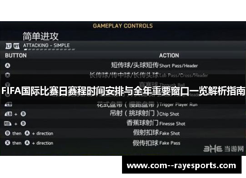 FIFA国际比赛日赛程时间安排与全年重要窗口一览解析指南